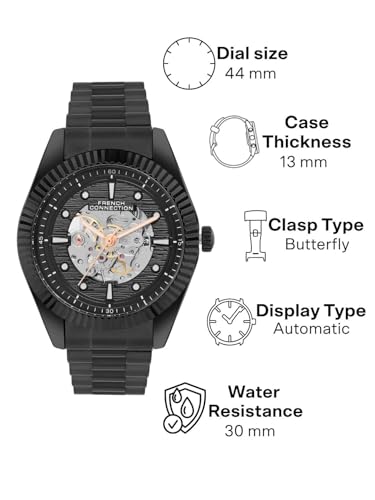 Image of French Connection Automatic Black Dial Men's Watch-FCA12BM