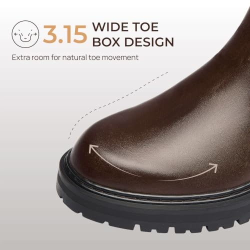 Image of Holy dove Men's Wide Toe Box Platform Chelsea Boots Slip-On Casual Ankle Dress Boot