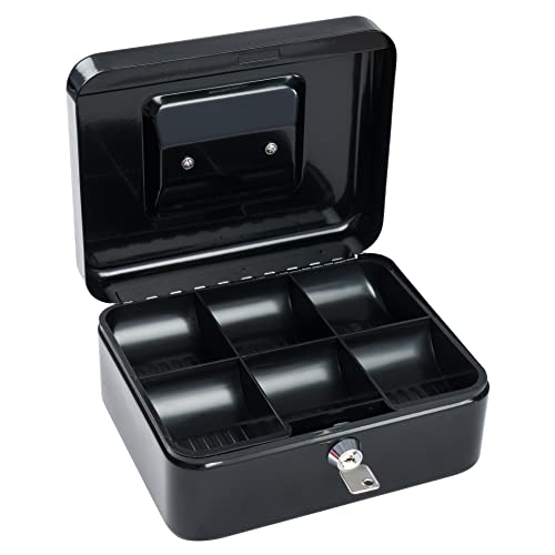 NEU!! SAX Geldkassette 20x16x9 cm, 5 -Fächer-Münzeinsatz, SCHWARZ