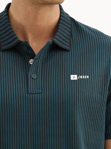 Image of WROGN Men's 100% Cotton Polo T-Shirt | All-Over Print | Slim Fit