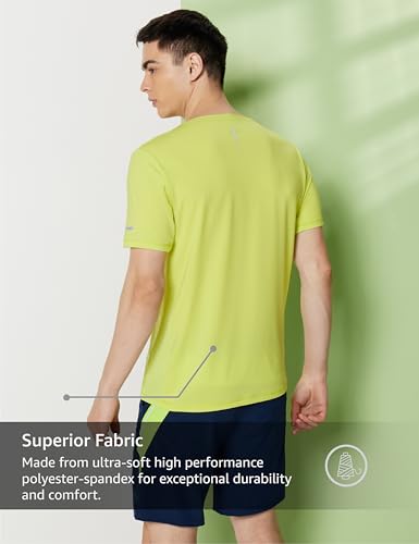 Image of Symbol Premium Men's Solid Regular Fit Sports Stretch T-Shirt | Round Neck | Raglan Sleeve | Moisture-Wicking | Activewear | Running | Gym | Plain (Available in Plus Sizes)