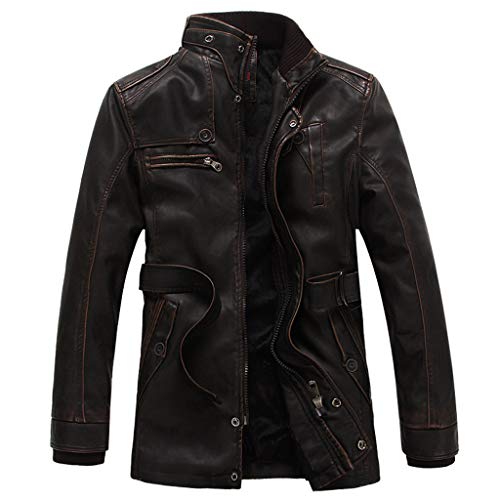 Preisvergleich Produktbild Auiyut Herren PU Leder Jacke Faux Lederjacke Pilotenjacke Kunstleder Mantel Bikerjacke Thermomantel Übergroße Warme Jacke Dicke Herbst Winter Mantel Basic Jacken