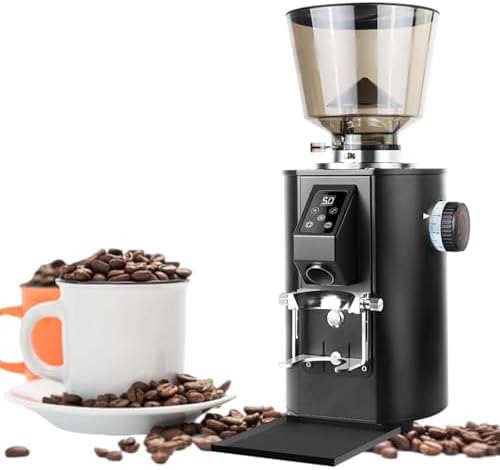 Commercial Electric Coffee Grinder, Flat Burr Bean Grinder with Touch Screen Settings, 1Lb Hopper for Espresso, Professional Grade, Beige Coffee Mill