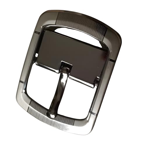 Image of Men's Premium Metal Reversible Belt Buckle Only, 40 mm width (1.57 inch Inch), Silver Finish Industrial Grade, Ribbed Texture Design Formal Casual Business Jeans Party Everyday wear