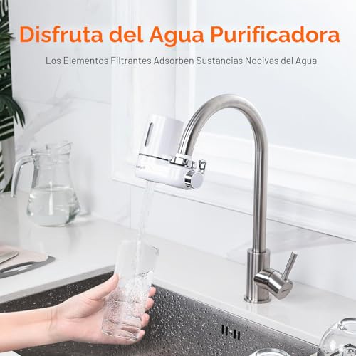 Miniatura 5 de Filtro De Agua Para Grifo Ibergrif, Sistema De Filtración De Agua Del Grifo 1 Filtro Incluido , Filtra Cloro, Sedimentos Y Metales Pesados, Apto Para La Mayoría De Grifos, Blanco,M91007