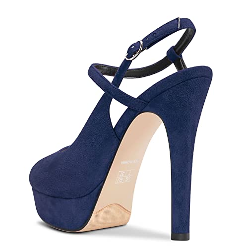 Aachcol Women Sandals Platform Peep Open Toe Ankle Strap Slingback Stiletto High Heel Dress Shoes Pumps Wedding Suede 5 Inch3