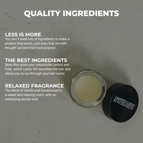 Apothecary 87 Moustache Wax | Premium Formulation With Plant Extracts | Natural Finish, Medium Hold, Medium Weight | Moustache Styling Wax | 15ml - Image 5