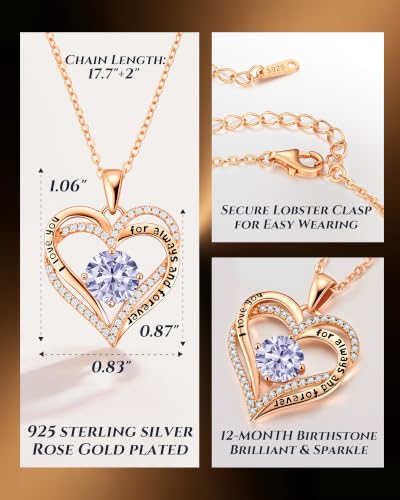 Image of CDE S925 Birthstone Heart Pendant Necklaces Jewelry Gifts for Wife