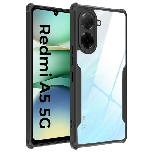 Image of A rtistque Clear Hard Transparent Acrylic Armor Anti-Drop Shockproof TPU Edge Back Cover Case for Poco C71 4G / Redmi A5 4G - Black