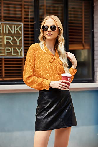 Acevog Casual Tops For Women Bow Tie Neck Floral Chiffon Shirt Blouse #TOP1