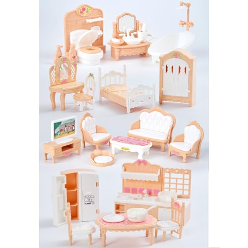 35 Pcs Dollhouse Furniture Accessories Set Mini House Furniture Small Dollhouse Miniature Furniture Play House Accessories 1:12 Tiny Kitchen Bedroom...