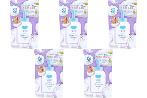 カウブランド 無添加 泡のボディソープ 詰替用 450mL 詰め替え用 泡タイプ 敏感肌用 保湿処方 肌にやさしい 低刺激 うるおいキープ (5パック)