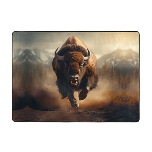 Tapis de sol salon HYTTER Bison Run - Grand tapis doux 203x147 cm pour votre intérieur