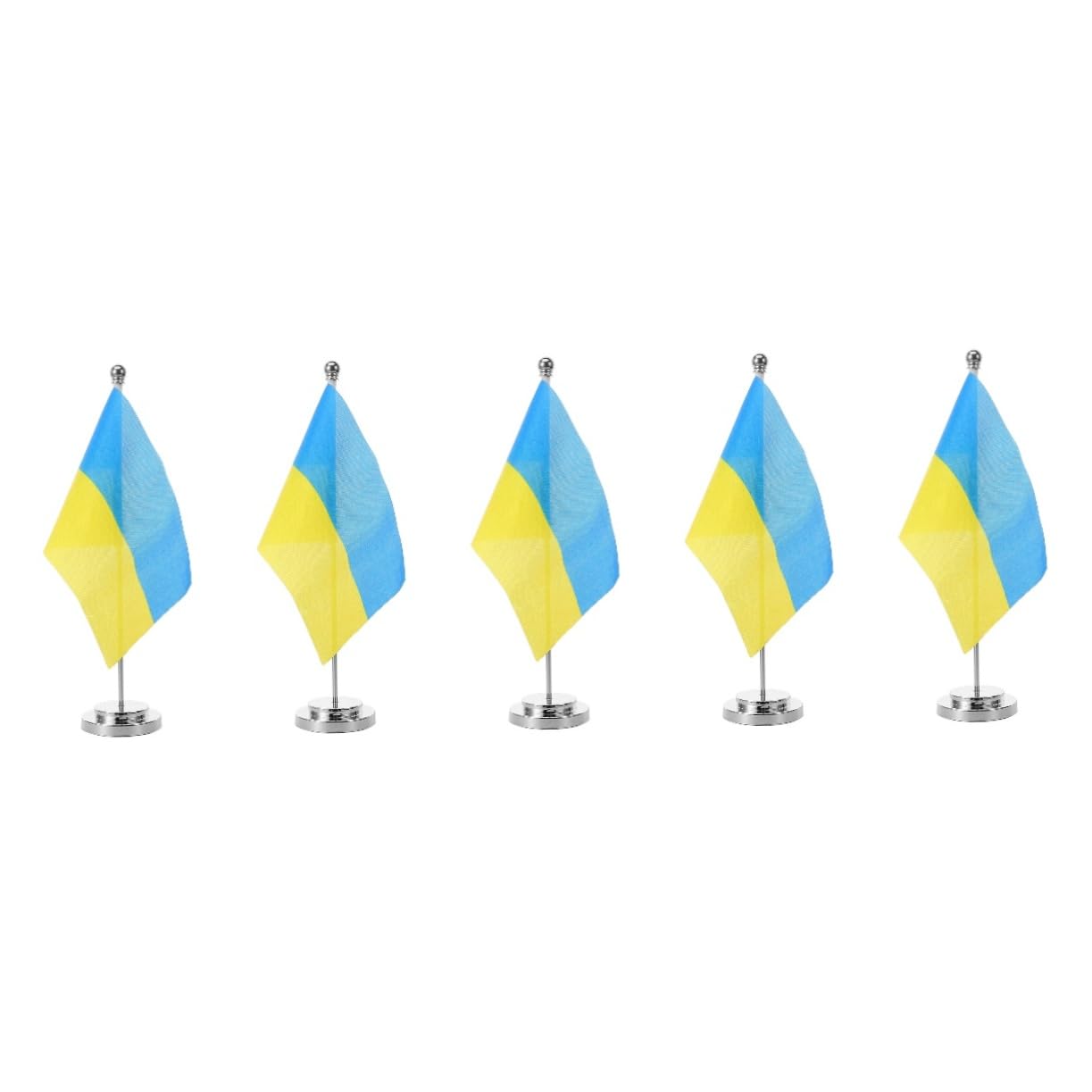 Drapeau Ukrainien de Bureau Abaodam : Lot de 5 Pavillons avec Supports pour Décoration Table