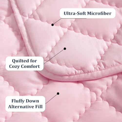 Image of BEDSUM Toddler Quilt 39x47, Microfiber Baby Quilt for Crib, Pink | Lightweight Toddler Blanket for Boys Girls Nursery, Machine Washable All Season Kid Quilt, Tummy Time Blanket, Stroller Quilt
