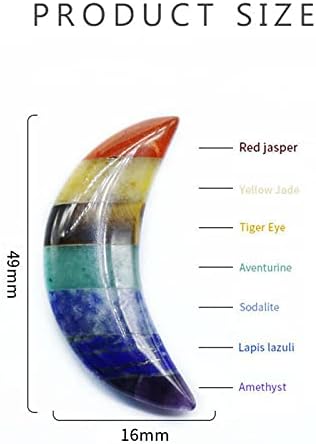 Miniatura 6 de Acxico 1 piedra natural de 7 chakras, con forma de luna, piedra curativa de energía reiki, cuarzo