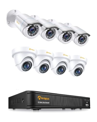 Anlapus FHD 1080P H.265+ Kit Vidéo Surveillance - 2MP Caméras de Surveillance Extérieure avec 8CH 1080P HD DVR Enregistreur, APP Gratuie & Accès à...