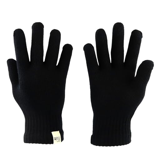 Merino Wool Glove Liner - Warm Base Layer - Ski Liner Glove - 3 Season Wear - Multiple Colors and Sizes - Black - Large