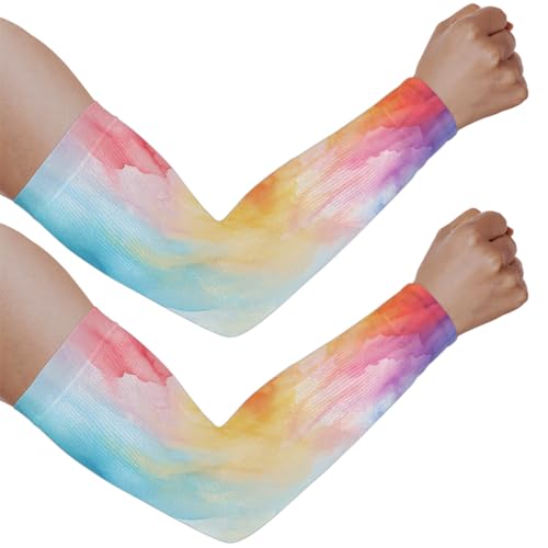 Eativisa Gardening Sleeves for Women Men Arm Sleeves Color Watercolor Anti-Slip Defense Sun Protection Sleeves Breathable UV Cooling Farmer Sleeves Cover Arms for Sport Outdoor Running