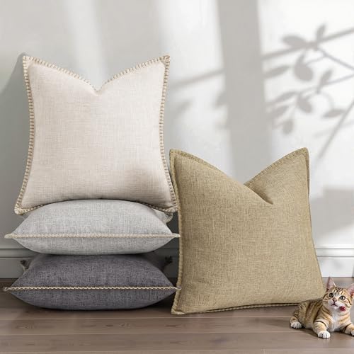 Housses de coussin beige 45x45 cm lavables pour protéger votre canapé - 3