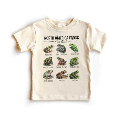 Types Of Frogs Kids Shirt - Educational North America Amphibian Herpetologist Field Guide Outfit For Girls & Boys Natural Toddler Youth Graphic Tee