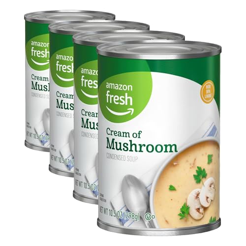 Amazon Fresh, Condensed Cream of Mushroom Soup, 10.5 Oz (Previously Happy Belly, Packaging May Vary) (Pack of 4)