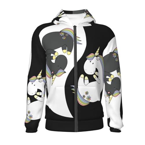 Unicorn in Yoga Kid Hoodies Boys Zip Up Sweatshirts Girls Pullover with Pocket2