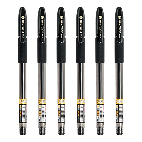 QAQHZW 6 unidades Bolígrafos de Tinta Negro de Gel Bolígrafos de Punta Titanio de 0.5mm Juego de Pluma de Bola Bolis con Agarre Suave para Oficina/Hoga/Alumno Cover
