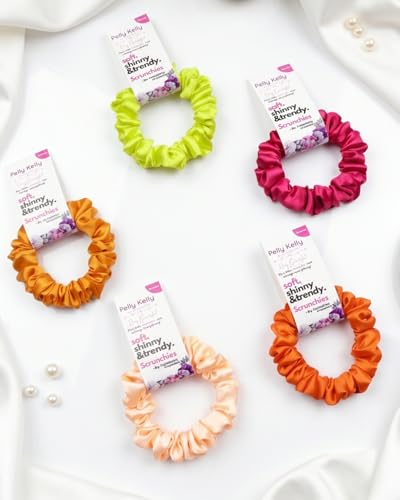 Image of Luxury Satin Scrunchies Set for Women, Girls | Anti-Hair-Breakage Hair Ties for Ponytails & Buns | Small Size | Pack of 5
