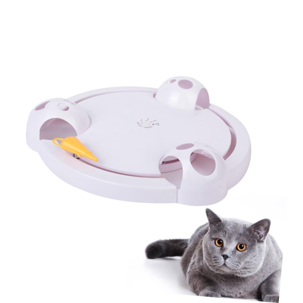 Toyvian Jouet Électrique pour Chat Plateau Tournant Automatique De Taquinerie pour Chats Jouet Mobile avec Réglages Variés