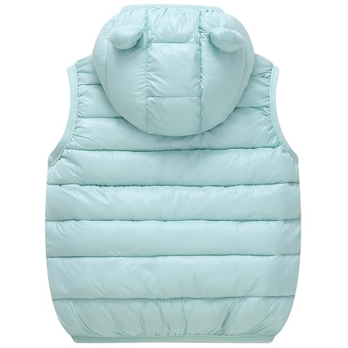 Image of AIWUHE Baby Boys Girls Hooded Puffer Vest Winter Lightweight Sleeveless Bear Ears Zipper Up Jacket Down Vest Coat Vests Kids