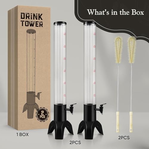 COSYOO 2PCS Drink Tower, 3L Mimosa Tower Dispenser With Ice Tube and Led Light, Tabletop Beer Dispenser 3.17 Qt./100oz, Ideal for Parties Bars Pubs Restaurants by COSYOO - Image 6