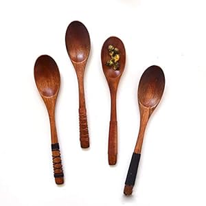 4 stuks handgemaakte Japanse stijl houten kinderen soeplepels natuurlijk hout rijst serveer servies bestek set met…