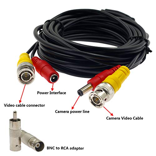 Eilumduo 2Pcs 5M/16Ft Bnc Video Power Cable, Bnc Extension Wire Cord With Connectors All-In-One Premade Siamese Cable For Surveillance Cctv Security Camera Video System #TOP3