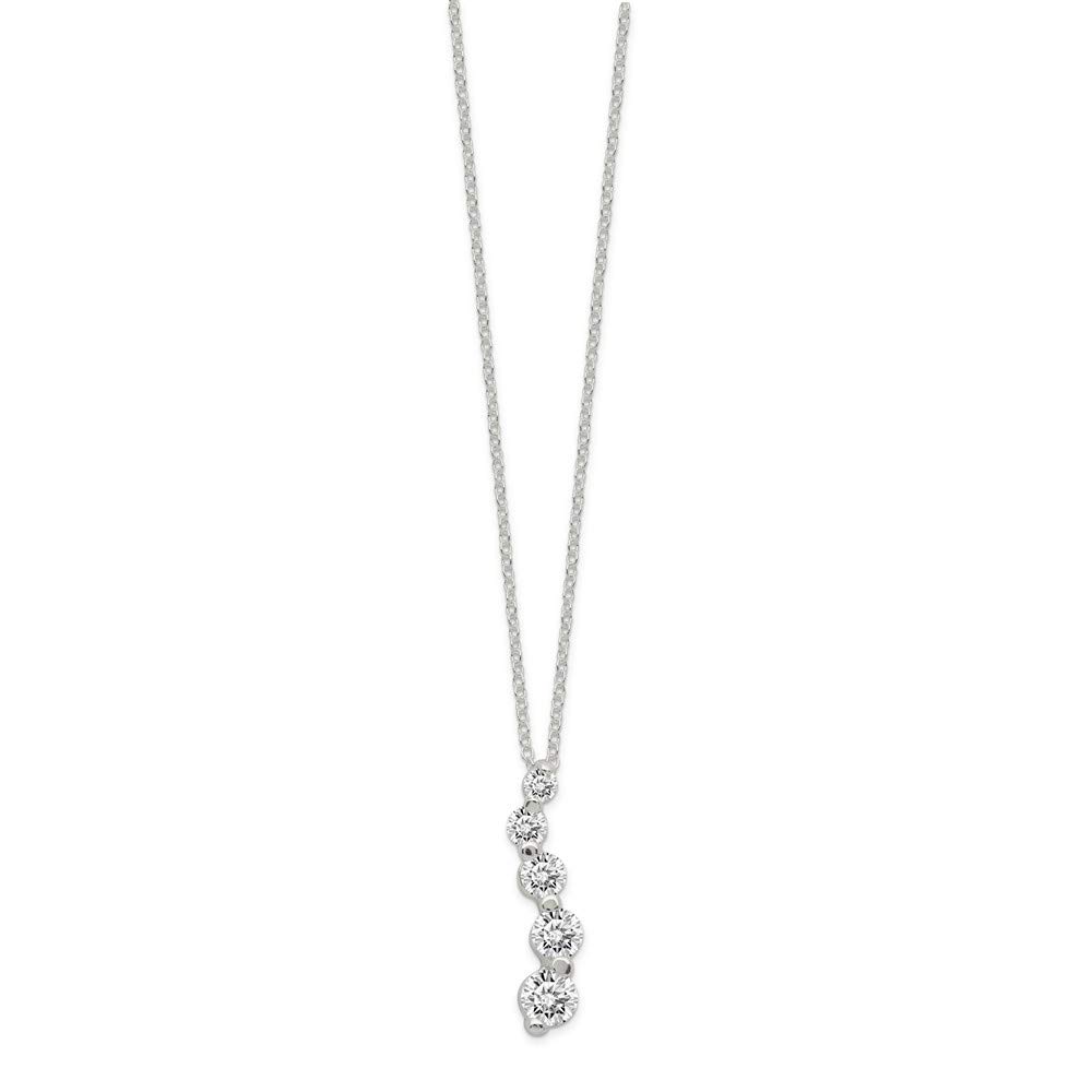 Sonia JewelsSolid 925 Sterling Silver Pendant Cubic Zirconia CZ Journey Necklace 18"