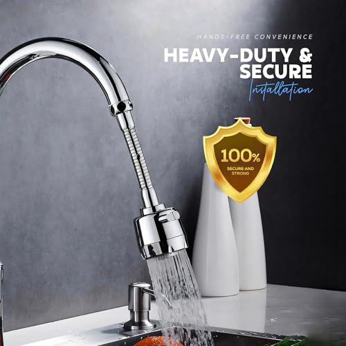 Image of Amazon Basics Tap Extension For Kitchen Sink | Flexible Water Filter For Sink Tap For Kitchen Basin | Faucet Extender For Taps with |Kitchen Accessories Items For Home Pack of 1