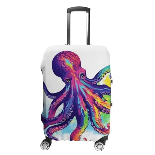 Colorful Octopus Printed Luggage Cover Protector, Fits 18-32 Inch Luggage