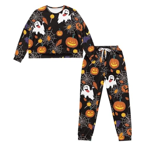 Womens Pajama Set Two Piece Long Sleeve Sleepwear with Pants Plus Size Casual Loose Soft Loungewear with Pockets4