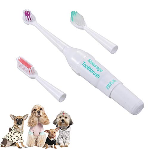VILLCASE 3 Stück Hunde Zahnbürst, Ultraschallzahnbürste Elektrische Hundekatze Zahnbürste Ultraschalltechnologie Zahnbürsten Kit Hundezahnbürste für Katzenhunde Zahnpflege (Zufällige)