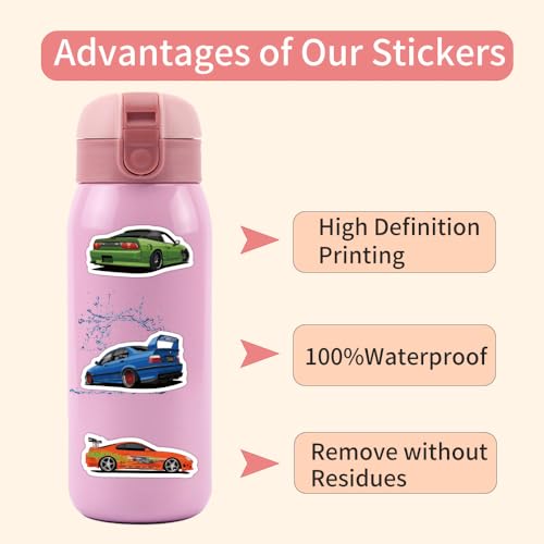 60 Pcs Sport Super Car Stickers