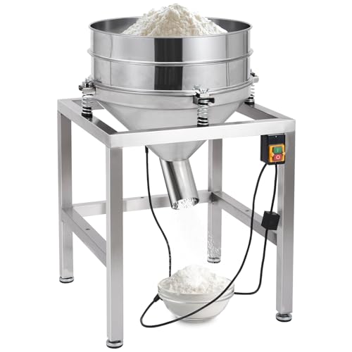 Automatic Powder Sifter Machine, 110V Electric Vibrating Flour Sieve Shaker, High-Speed 3600RPM Sifting System, Includes 40 & 100 Mesh Screens for Baking, Food Processing
