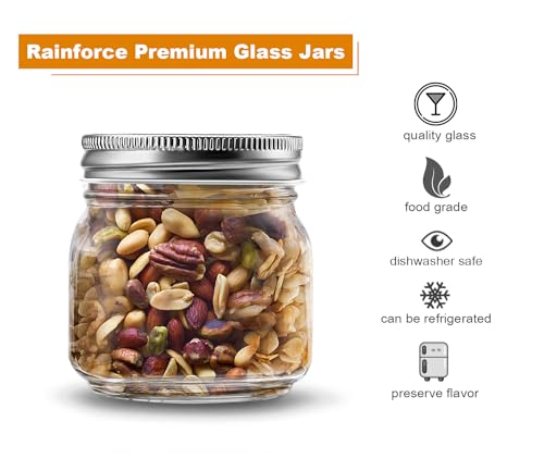 image for Rainforce Mason Jars 8 oz 30 Pack- Small Mason Jars With Silver Lids -