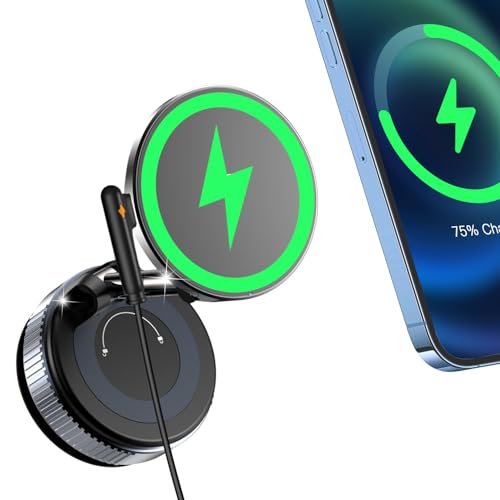 ALAFLY 15W Fast Charging Magnetic Car Phone Holder [New Elastic Suction Cup] 360° Adjustable Wireless Charger Car Mount for MagSafe iPhone 17 16 15 14 13 12 Pro Max Plus Mini