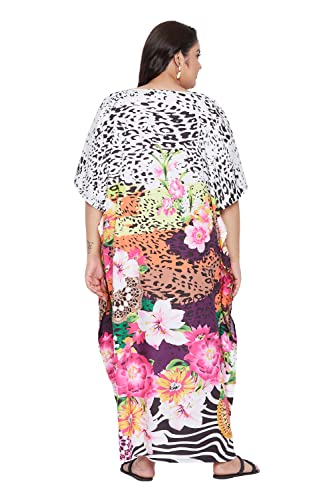 Image of Oussum Women Polyester Casual Long Plus Size Beach Caftan Cover Up Maxi Dress 1X-3X Summer Kaftan Dresses for Women