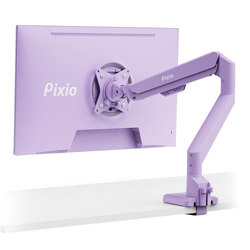 Image of Pixio PS1S Wave Purple Single Monitor Arm Stand Desk Mount - Fits up to 32 inches Monitors and up to 19.8lbs. VESA Compatibility and Integrated Cable Management