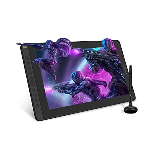 HUION Kamvas 16 Grafiktablett mit Display,15,6-Zoll Volllaminatbildschirm Pen Display, 10 programmierbare Drucktasten, 8192 Stufen Batterieloser Stift, unterstützt die Konnektivität mit Android