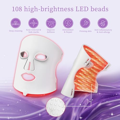 Red Light Therapy for Face, Portable Red Light Therapy Mask with Remote, LED Face Mask Light Therapy with Timing Function, for Home, Working, Yoga, Sleep - Image 4