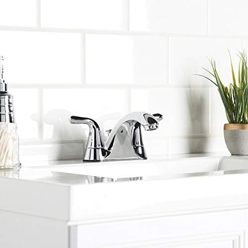 Project Source F51B0066CP 4-inch Chrome Bathroom Faucet installed in a bathroom sink