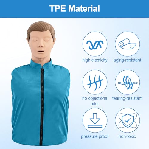 Erwachsenen-CPR-Trainingspuppe, Professionelle Reanimations-Übungspuppe mit Atemwegs-Simulation, Brustkorbbewegung, wechselbarer Gesichtshaut & Lungenbeuteln inkl. Tragetasche & Trainingsmatte