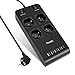 Produktbild Mehrfachsteckdose Power Strips 4 Fach Steckdosenleiste (2500W/16A) mit 5 USB Ladeanschlüsse und 2,0 m Kabel (5V/4,5 A),Powerjc Steckdosenleiste mit Usb ,Überspannungsschutz und Kurzschlussschutz